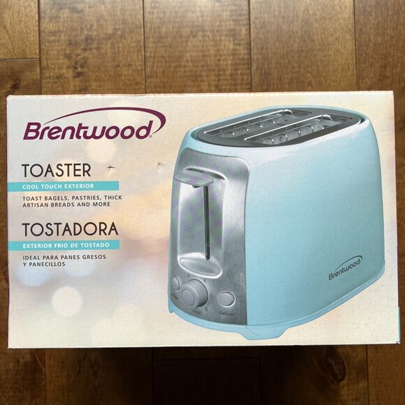 BRENTWOOD Appliances Cool Touch 2-Slice Extra Wide Slot Retro Toaster, Blue - Picture 1 of 6